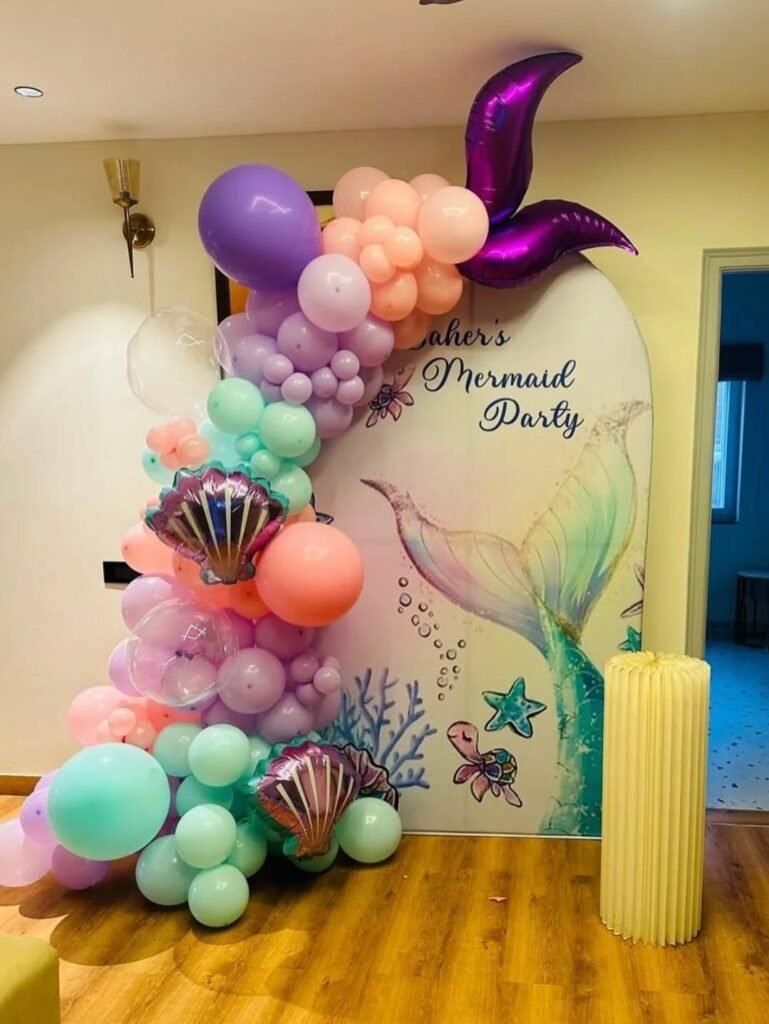 Mermaid Theme Kids Birthday Balloon Setup