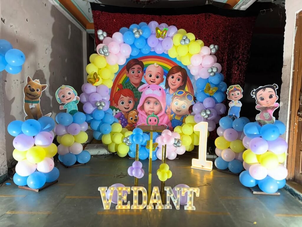 1st Birthday Cocomelon Setup
